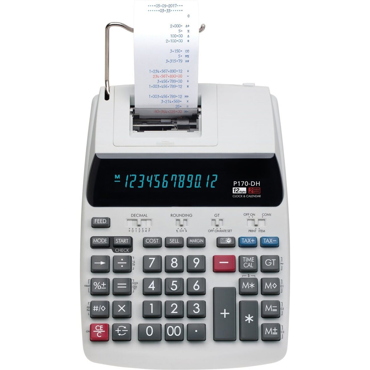 P170-DH-3 Printing Calculator front view