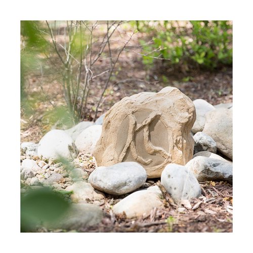 ES-ROCK-6-70V-SAN installed in landscaping