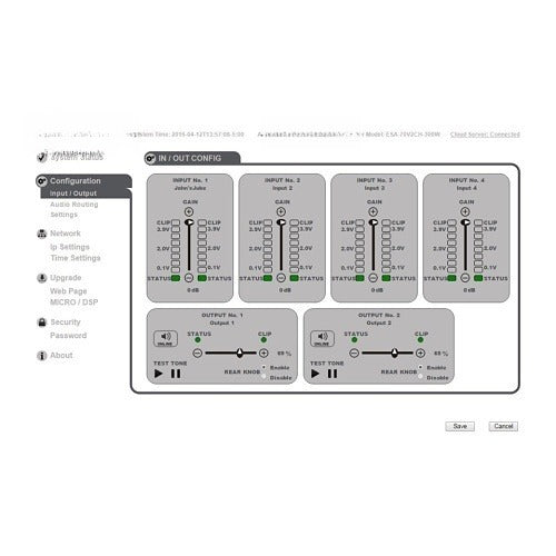 ESA-70V2CH-150W web interface input/output configuration